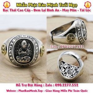 Nhẫn Bạc Phật Bản Mệnh Tuổi Bính Ngọ 1966 -2026 ( Phật Bản Mệnh Đại Thế Chí Bồ Tát )