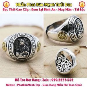 Nhẫn Bạc Phật Bản Mệnh Tuổi Kỷ Dậu 1969-2029 ( Phật Bản Mệnh Bất Động Minh Vương )