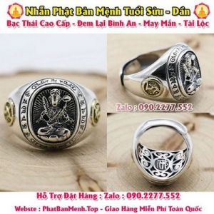 Nhẫn Bạc Phật Bản Mệnh Tuổi Dần - Tuổi Sửu ( Mặt Dây Chuyền Hư Không Tạng Bồ Tát) 【Đeo Máy Mắn Và Hút Tài Lộc】‎