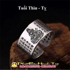 Nhẫn Bạc Phật Bản Mệnh Tuổi Tỵ - Tuổi Thìn ( Mặt Dây Chuyền Phổ Hiền Bồ Tát) 【Đeo Máy Mắn Và Hút Tài Lộc】‎