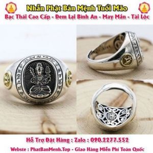 Nhẫn Bạc Phật Bản Mệnh Tuổi Đinh Mão 1987 ( Phật Bản Mệnh Văn Thù Bồ Tát )